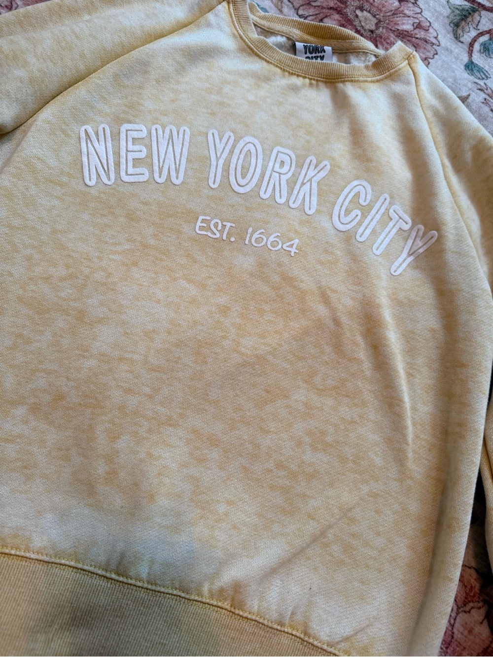 York Dept. Pale Yellow 'New York City' Crewneck Sweatshirt - Picture 2 of 6